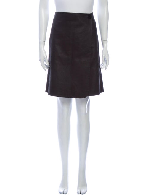 Celine Linen Knee-Length Skirt Black