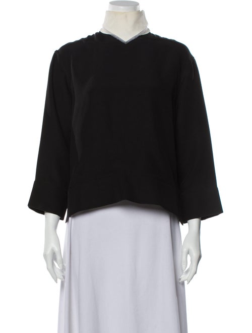 Celine Silk Mock Neck Sweatshirt Black