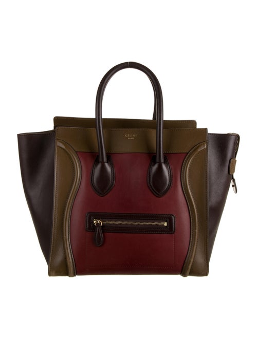 Celine Tricolor Mini Luggage Tote Red