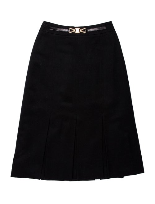 Celine Pleated Accents Knee-Length Skirt Black