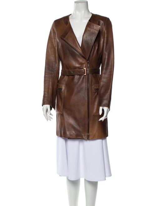 Celine Lamb Leather Trench Coat Brown