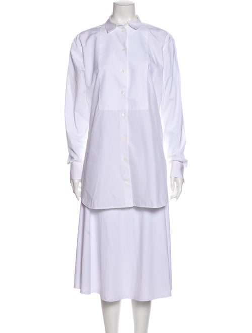 Celine Long Sleeve Button-Up Top White
