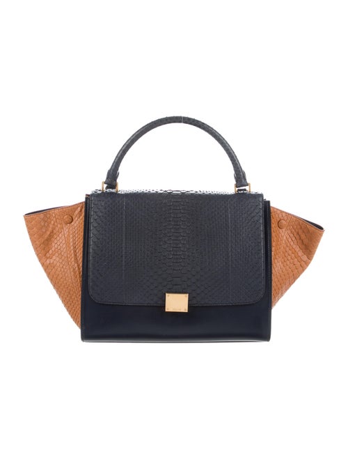 Celine Python Medium Trapeze Bag Navy