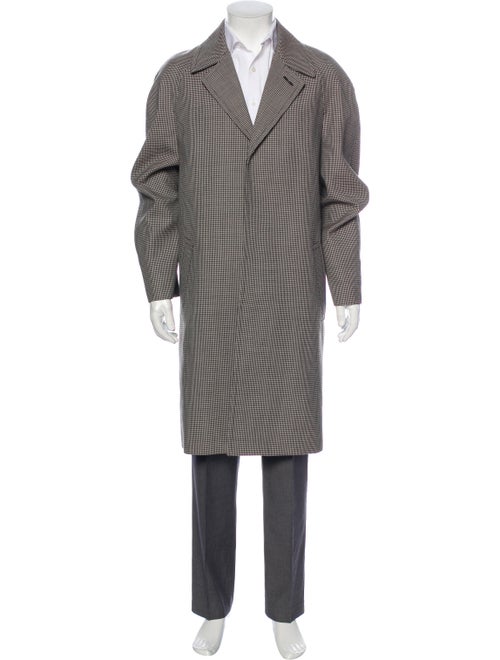 Celine Wool Houndstooth Print Overcoat Wool