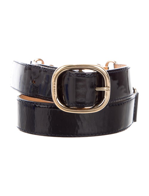 Celine Patent Leather Buckle Belt Navy