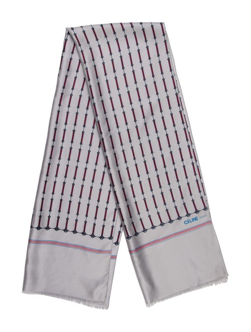 Celine Vintage Silk Print Scarf Grey