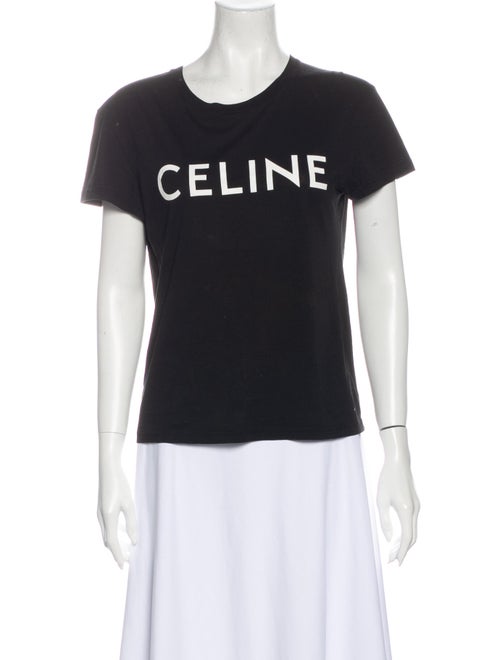 Celine Graphic Print Crew Neck T-Shirt Black