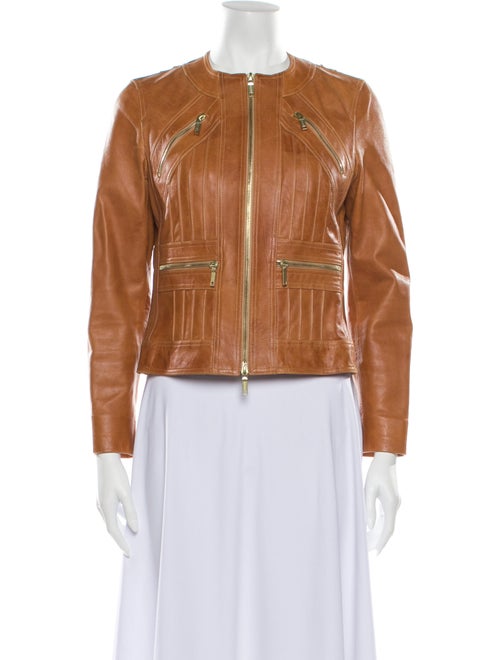 Celine Vintage Lamb Leather Biker Jacket Brown