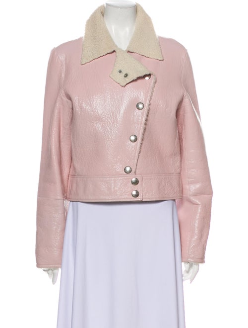 Celine Lamb Leather Biker Jacket Pink