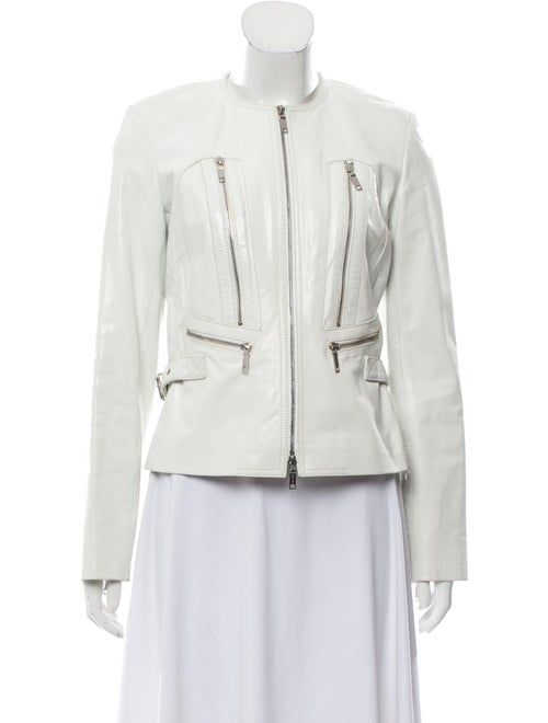Celine Leather Moto Jacket silver