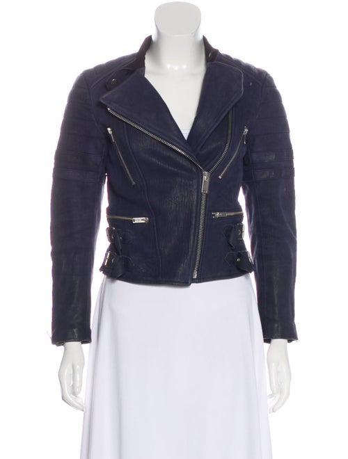 Celine Long Sleeve Leather Jacket Navy