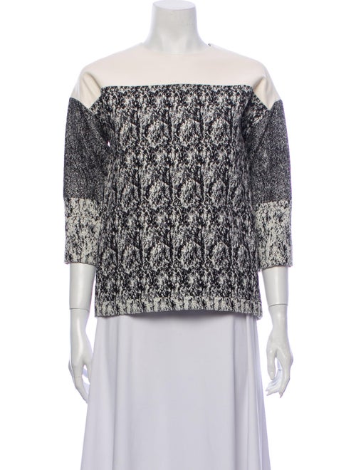 Celine Printed Off-The-Shoulder Blouse Black