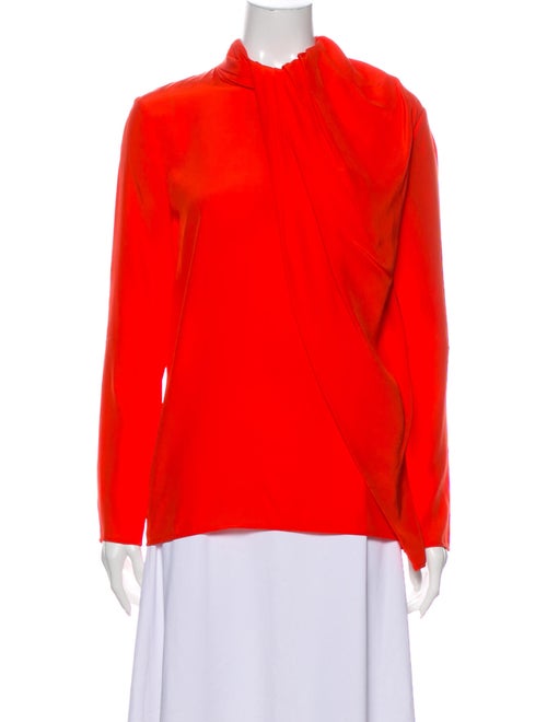 Celine Silk Mock Neck Blouse Orange