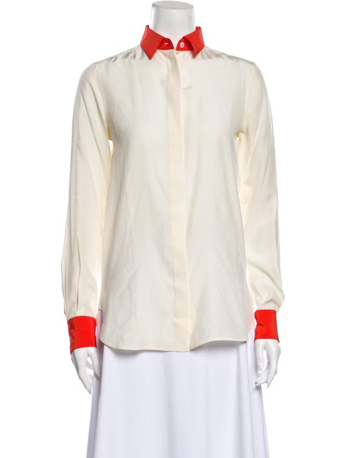 Celine Silk Long Sleeve Button-Up Top