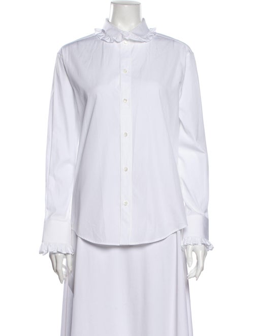 Celine Long Sleeve Button-Up Top White