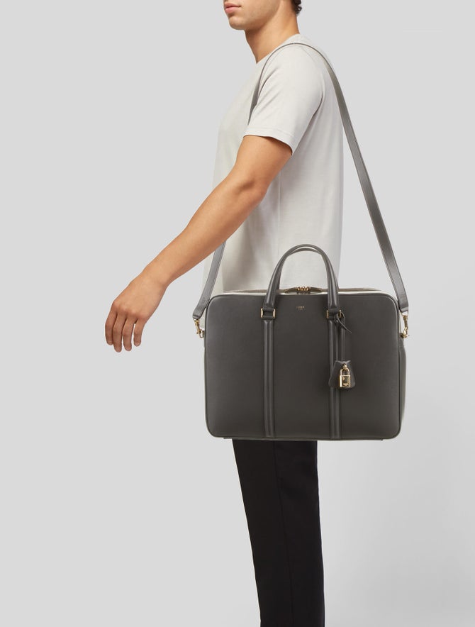 Celine Men's Celine Leather Messenger Bag w/ Tags Grey Messenger Bags