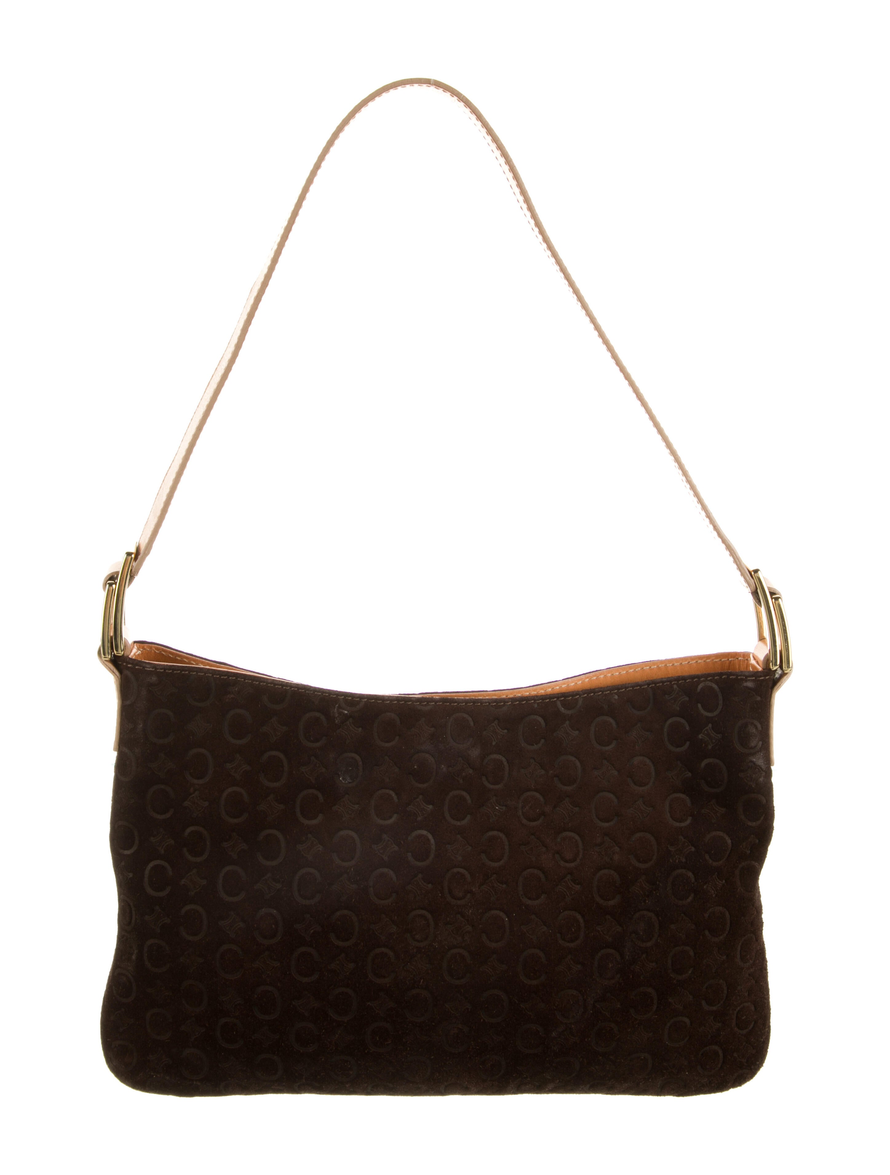 バッグ CELINE C MACADAM SUEDE SHOULDER BAG Céline Celine Brown C Macadam Suede Shoulder Bag Dark brown