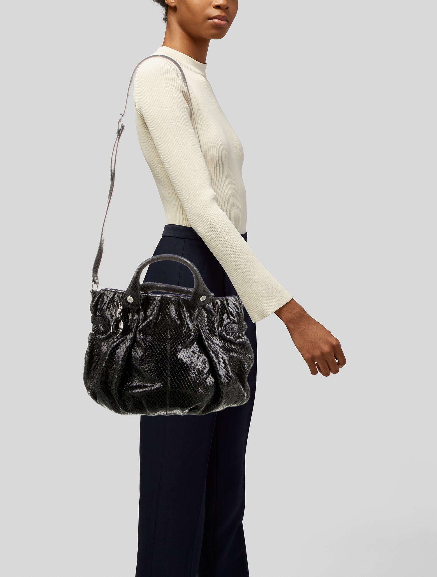 Celine Embossed 2Way Shoulder Bag Black Shoulder Bags, Handbags