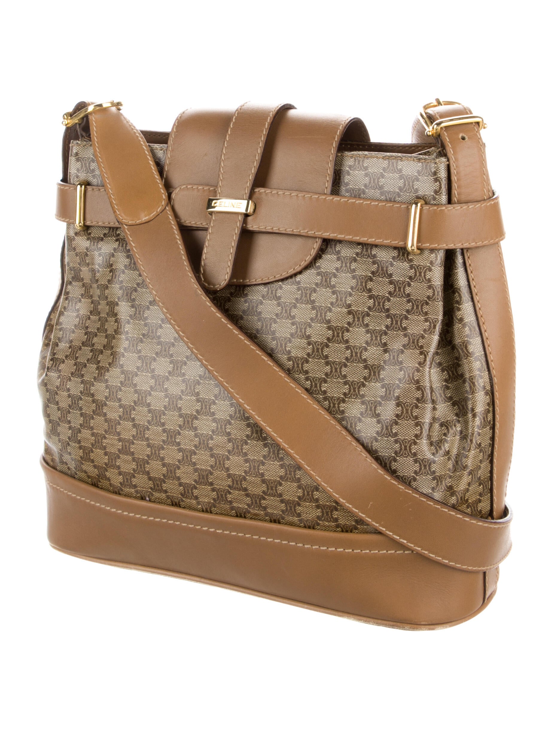 Celine Vintage Macadam Crossbody Brown Crossbody Bags, Handbags