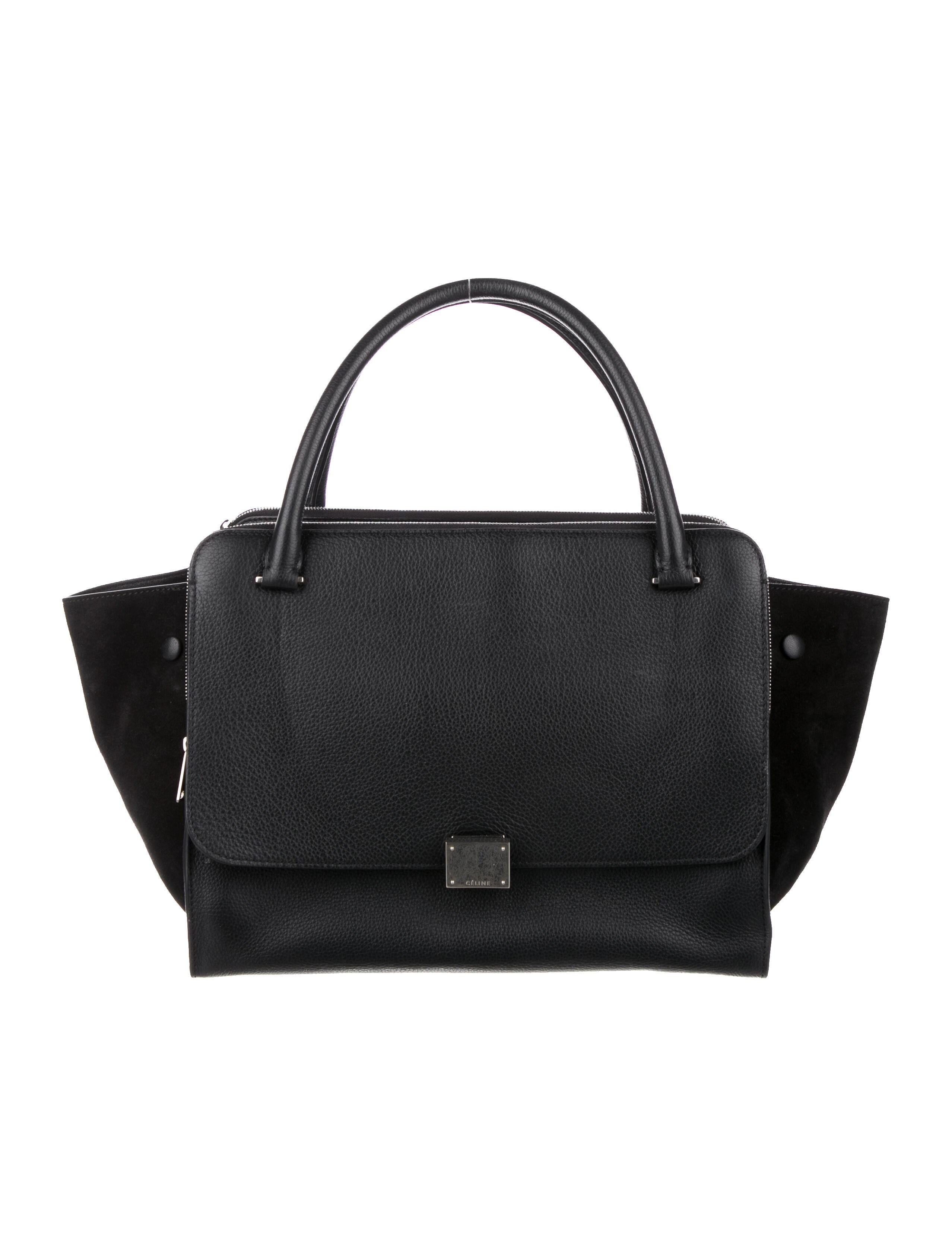 Celine Double Zipper Trapeze Bag Black Handle Bags, Handbags