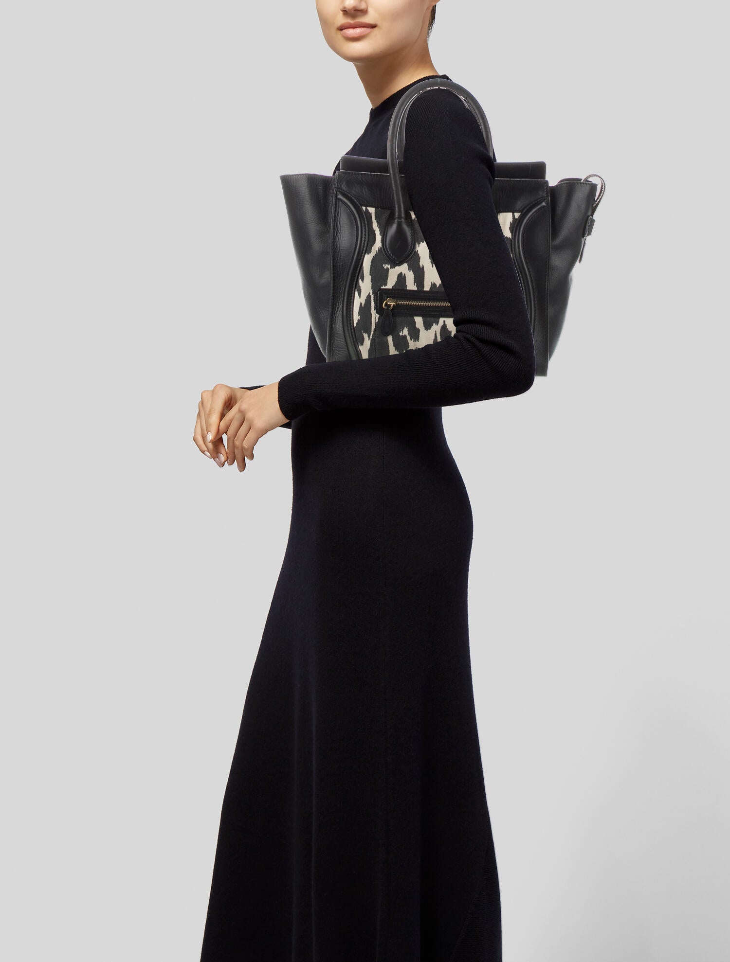 Celine Céline Pony Hair Mini Luggage Tote Black Totes, Handbags