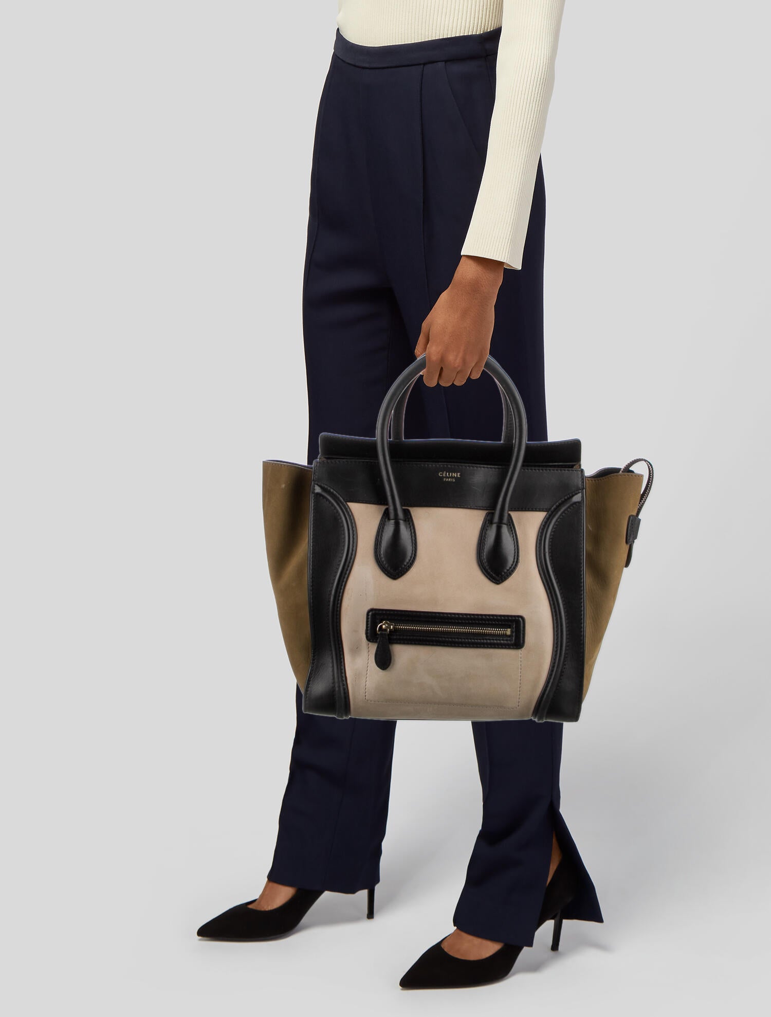 Celine Céline Pony Hair Mini Luggage Tote Black Totes, Handbags