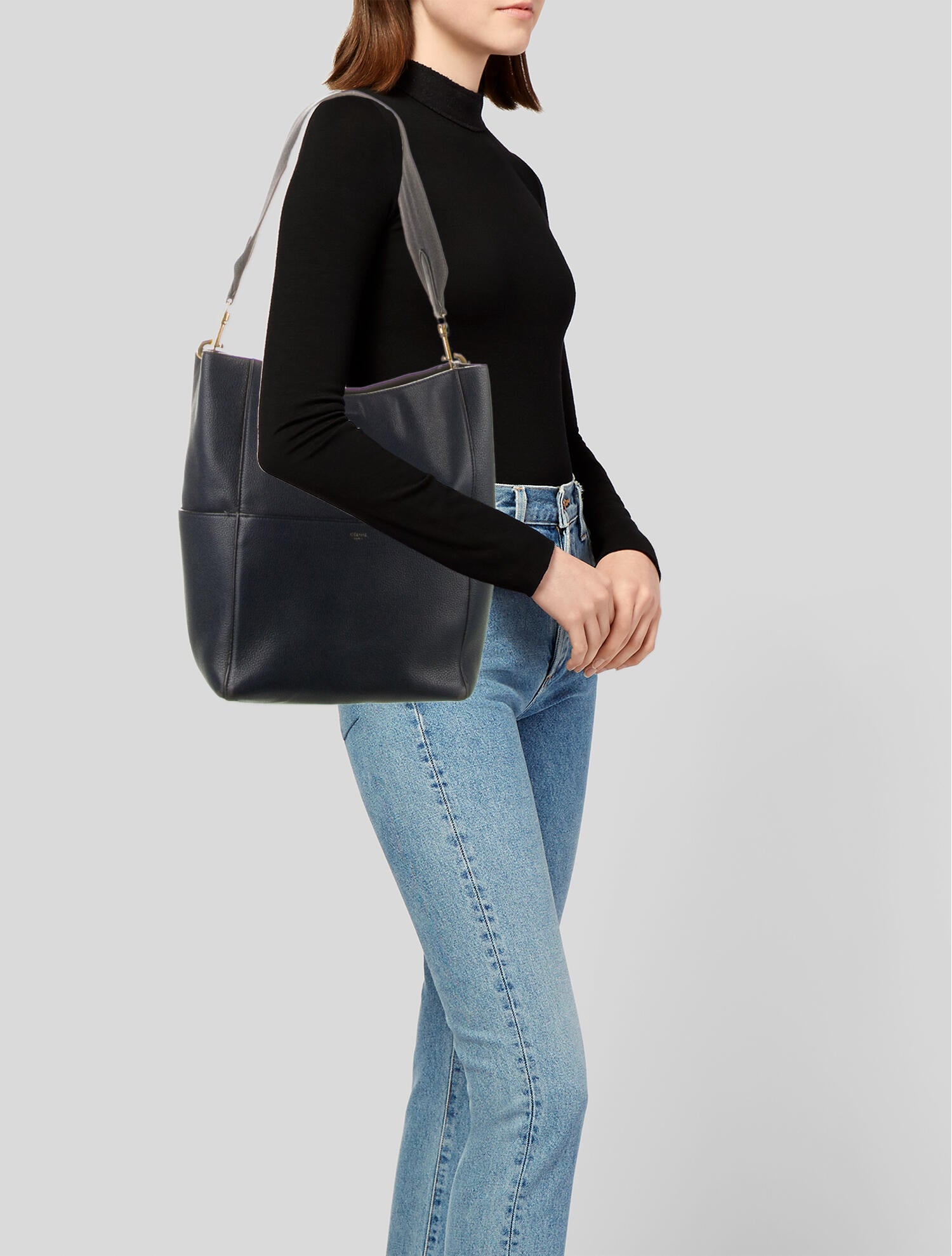 Celine Seau Sangle Bucket Bag Blue Shoulder Bags, Handbags