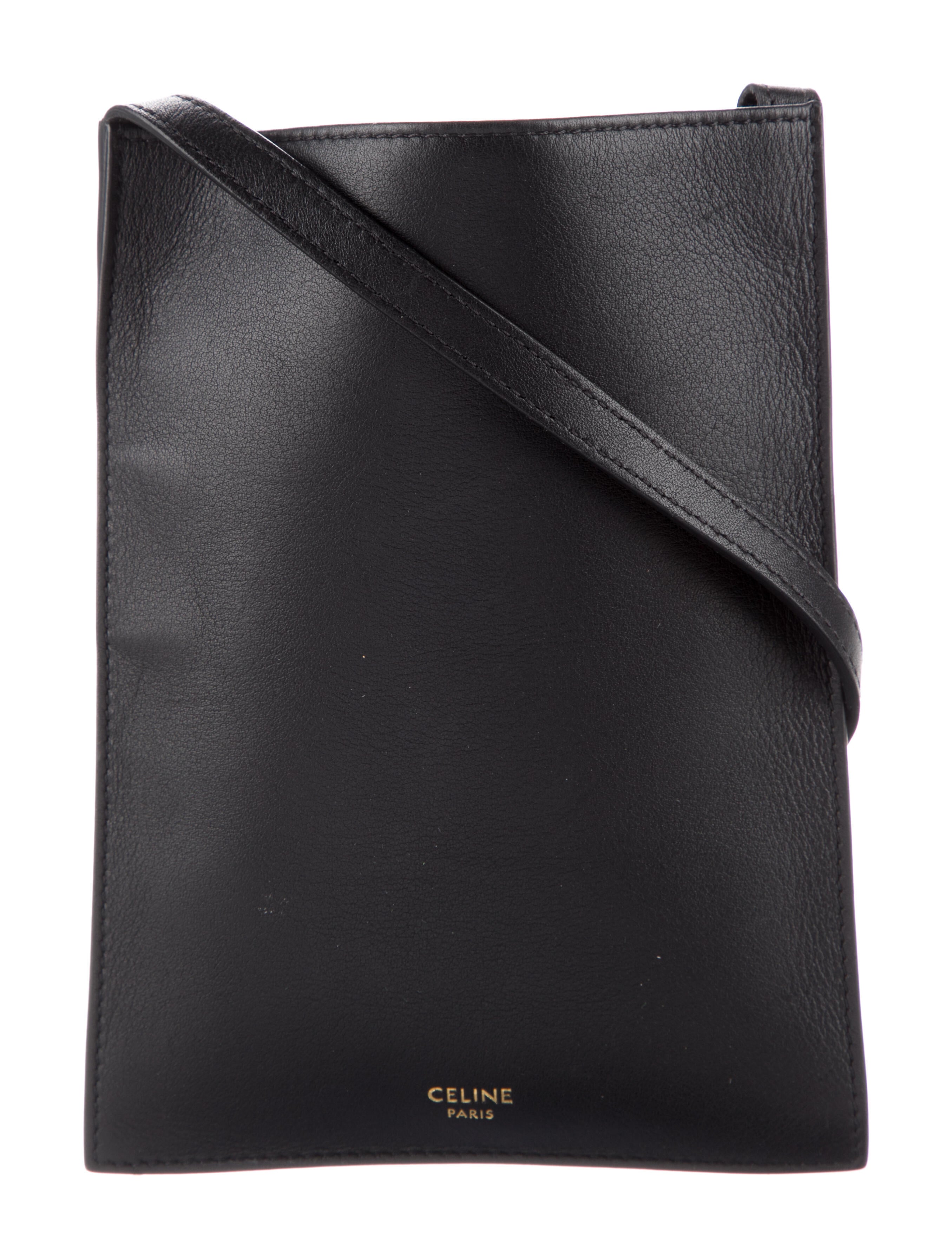 Celine Flat Phone Crossbody Pouch Black Crossbody Bags, Handbags