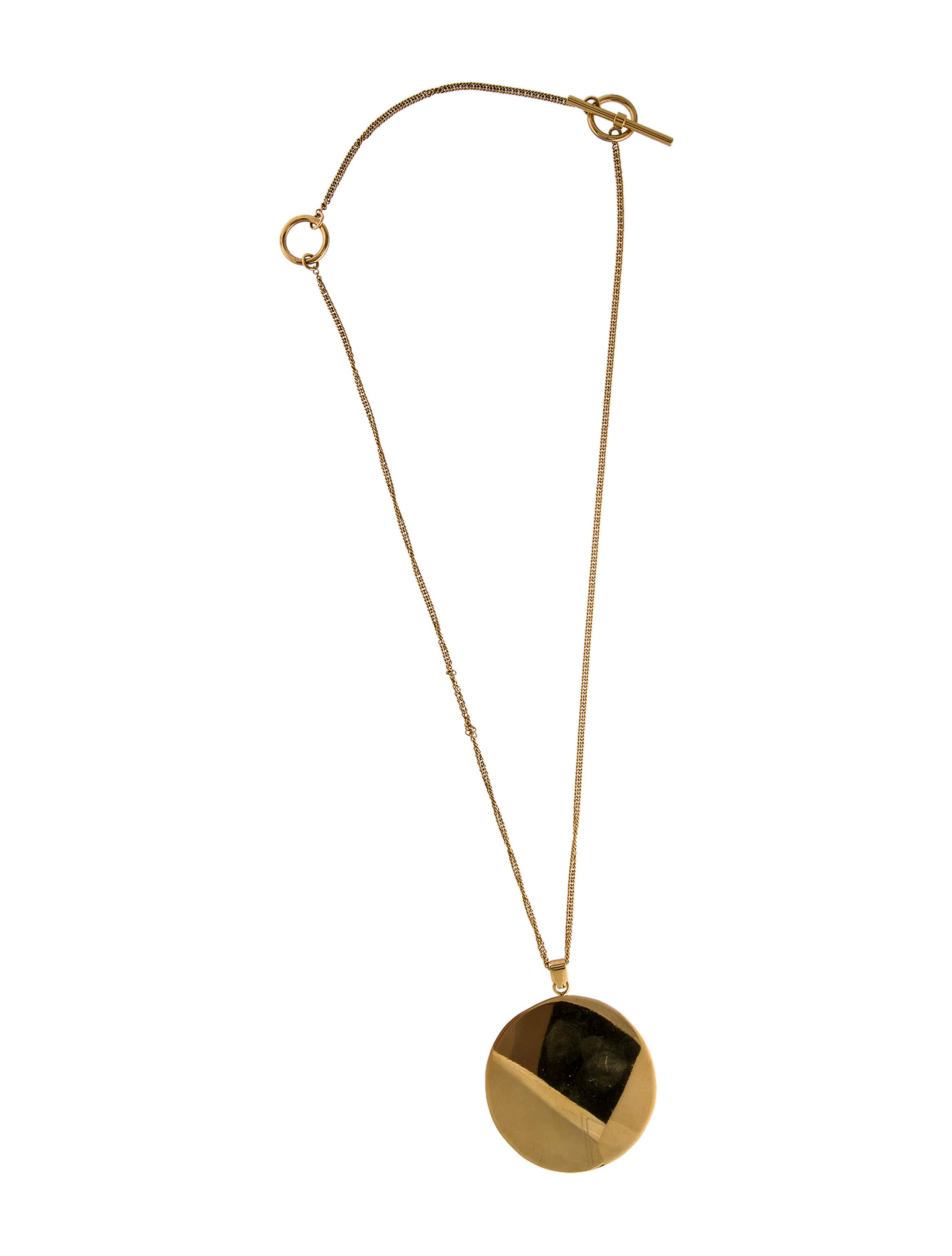 Celine Large Disc Pendant Necklace Brass Pendant Necklace, Necklaces