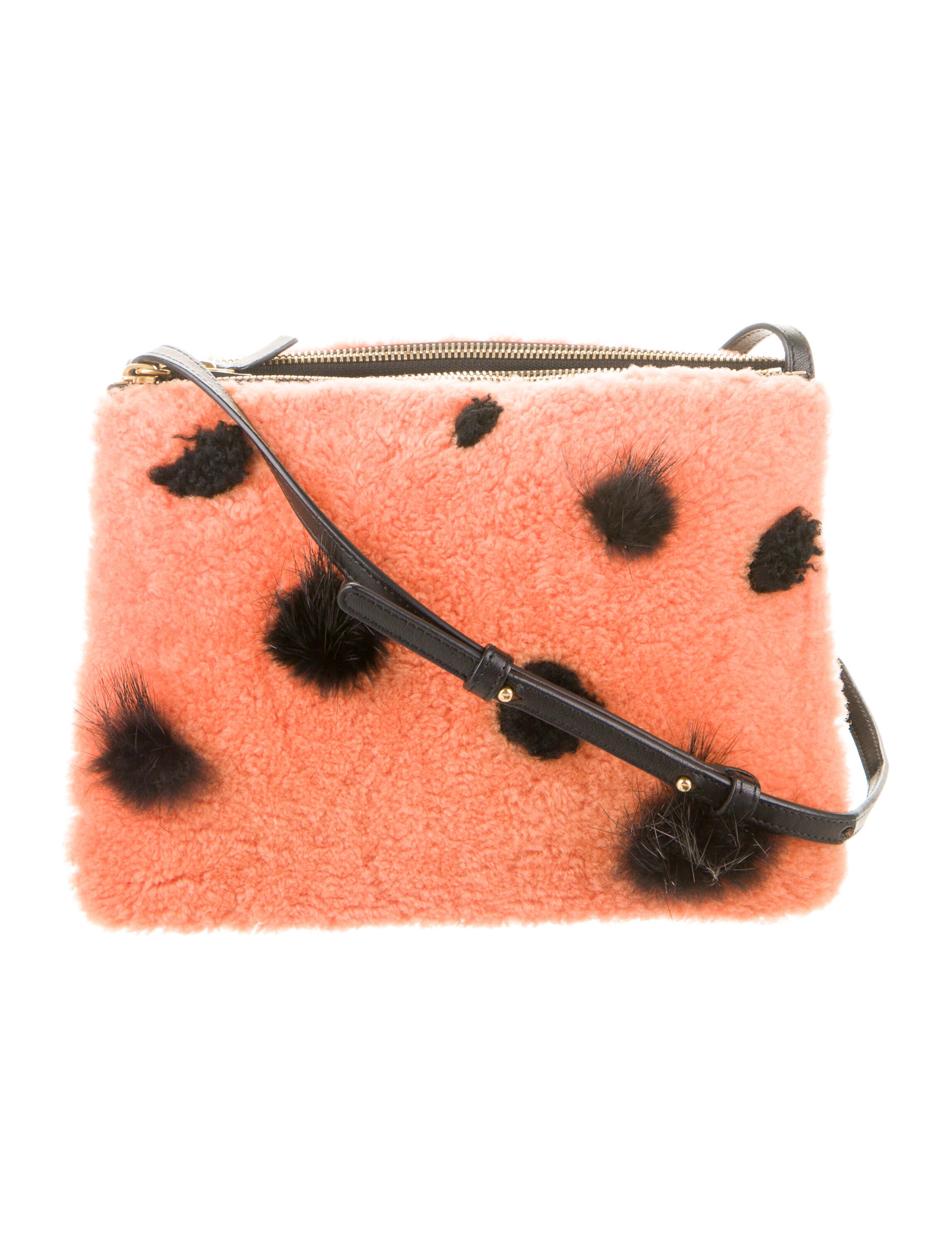 Celine Large Shearling Trio Crossbody Orange Crossbody Bags, Handbags