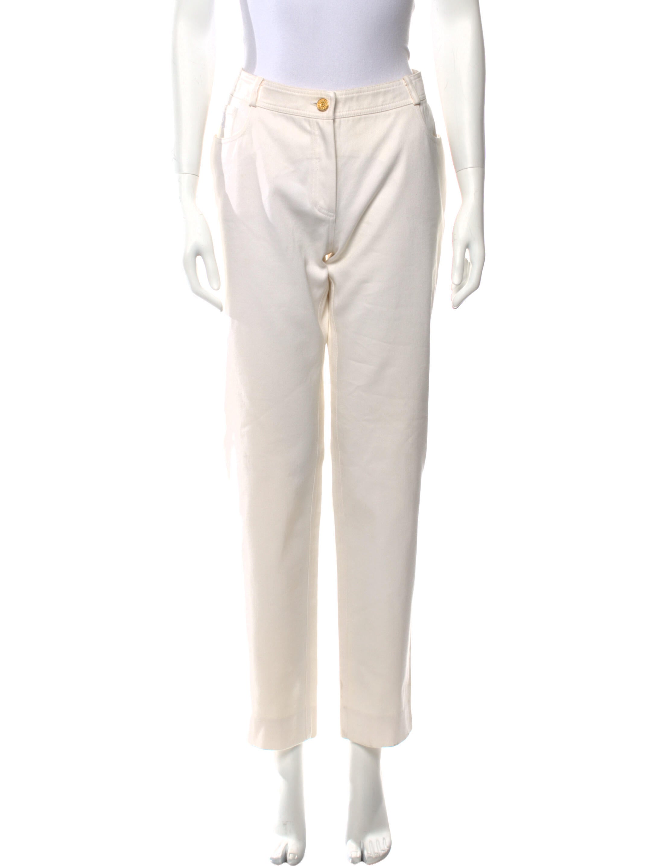 Celine Vintage Straight Leg Jeans Neutrals, 9.75" Rise Jeans