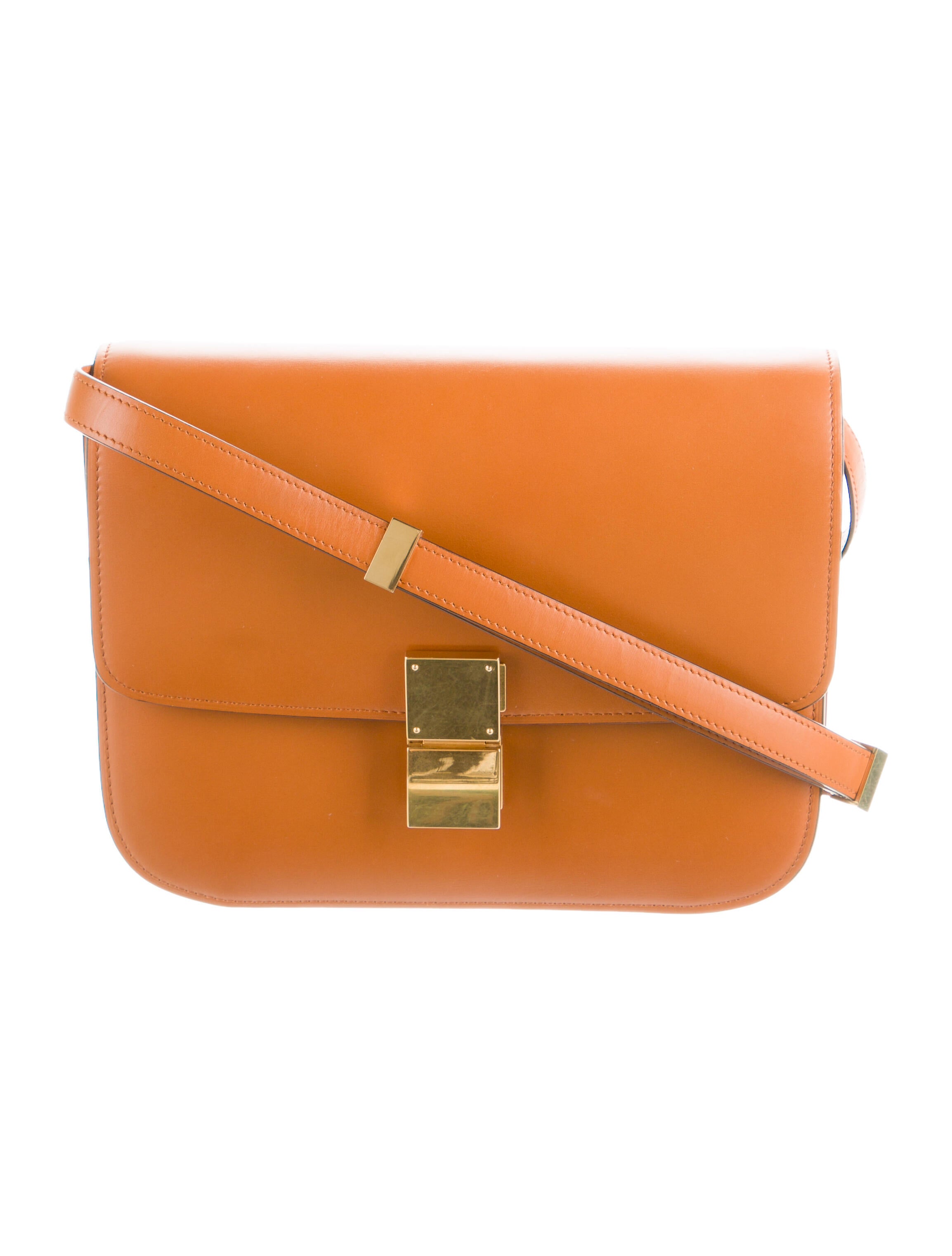 Celine Calfskin Medium Classic Box Bag Brown Shoulder Bags, Handbags