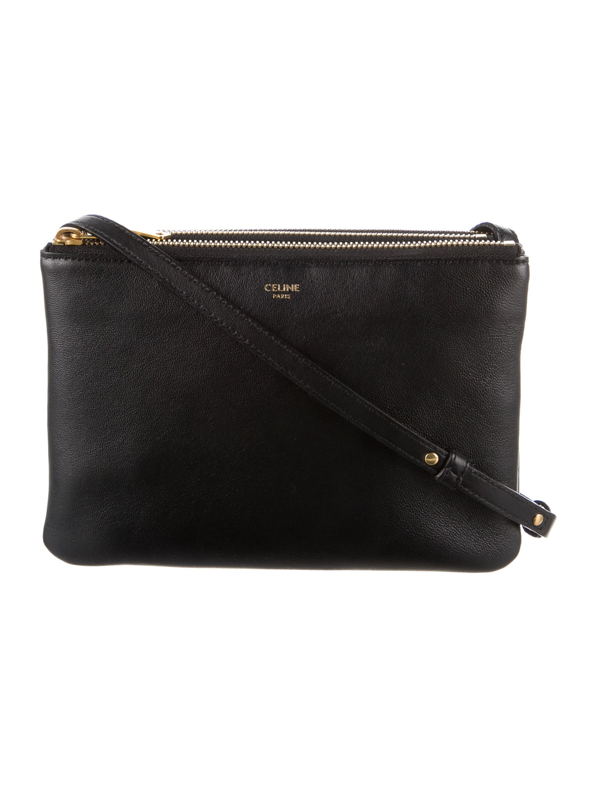 Celine Céline Small Trio Crossbody Bag Black Crossbody Bags, Handbags