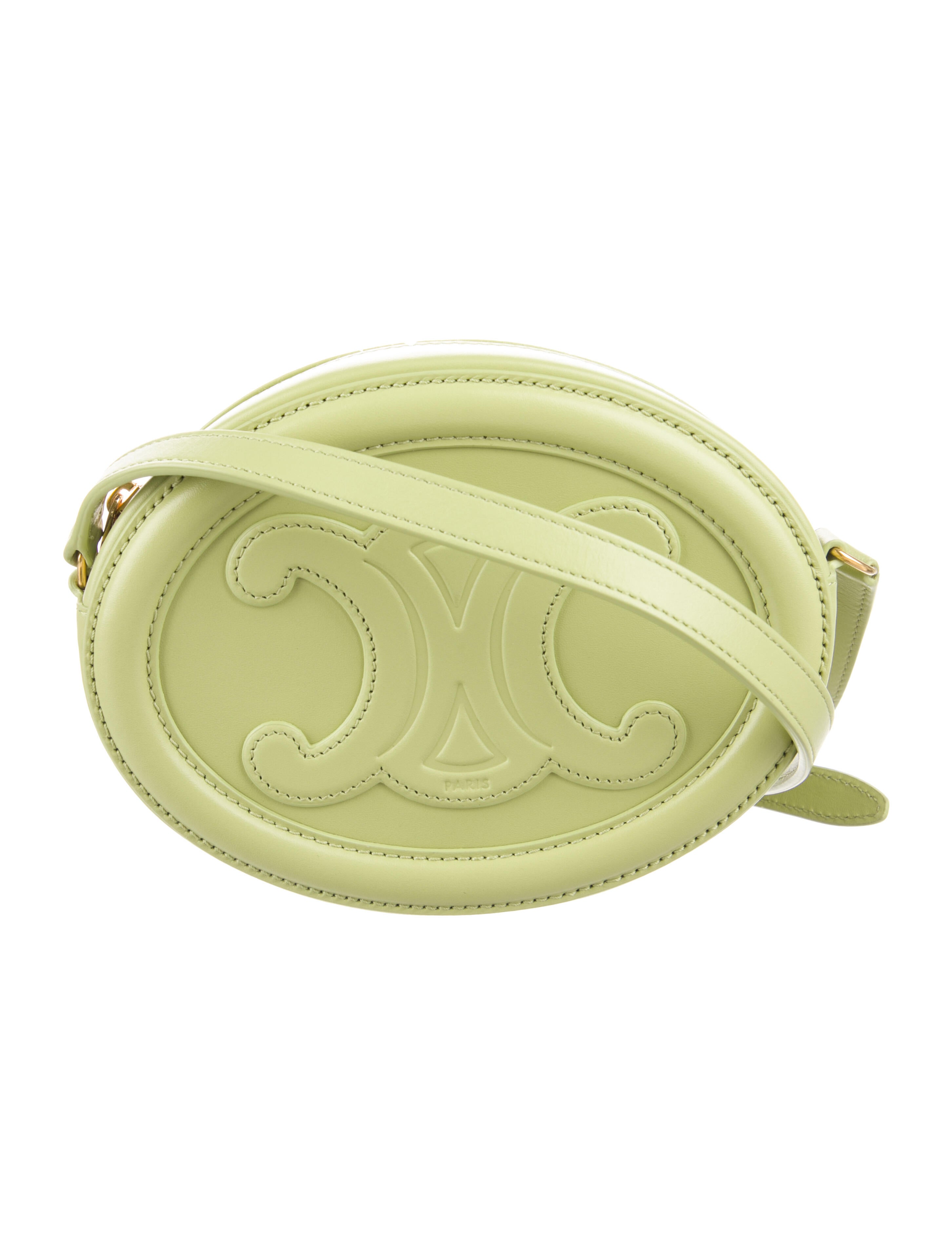 Celine 2021 Triomphe Oval Crossbody Bag Green Crossbody Bags
