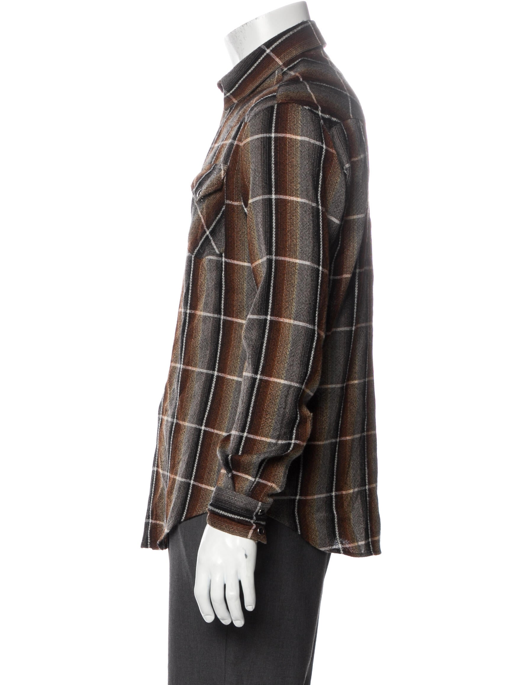 Celine Plaid Print Long Sleeve Western Shirt