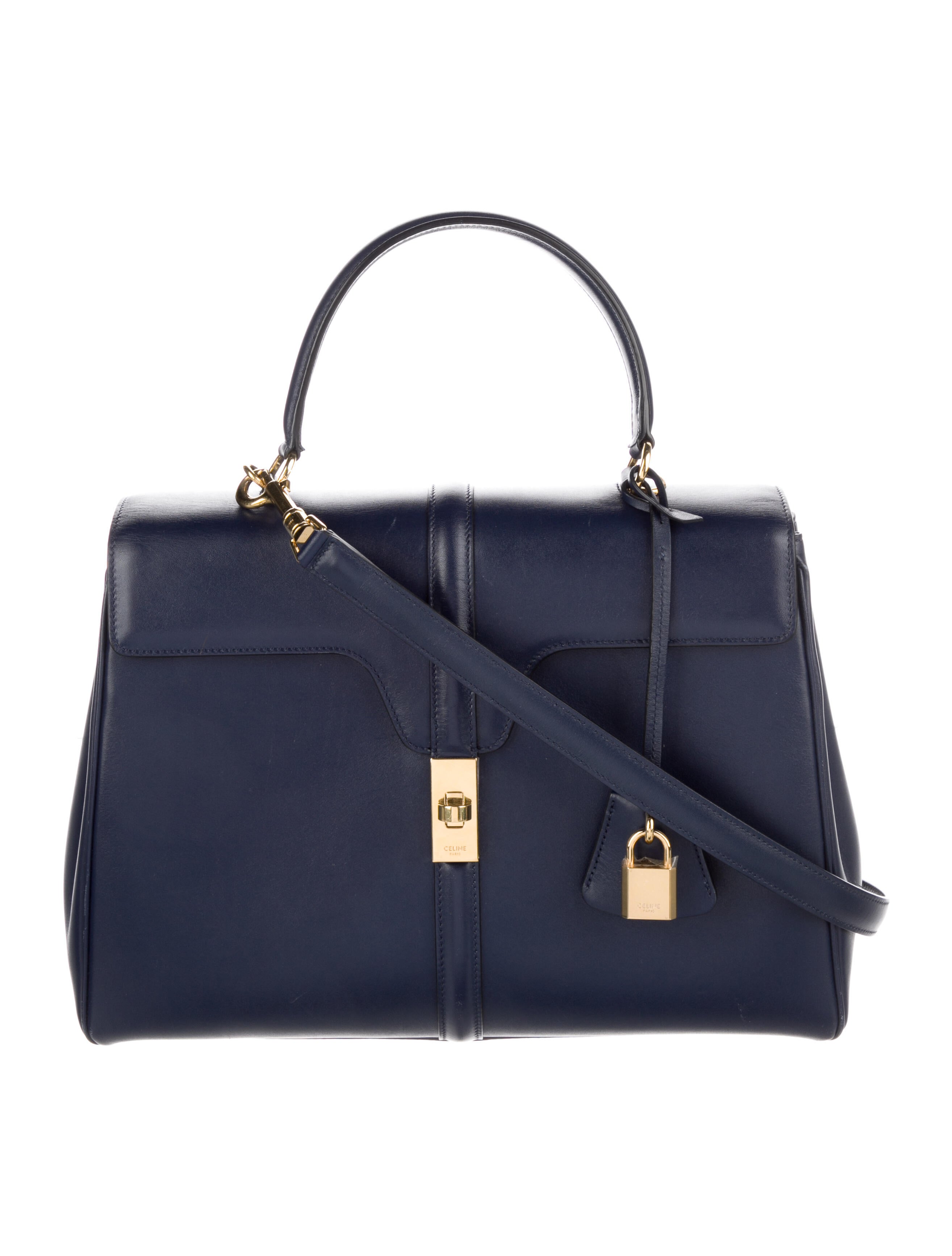 Celine Céline Double Zipper Trapeze Bag Blue Handle Bags, Handbags