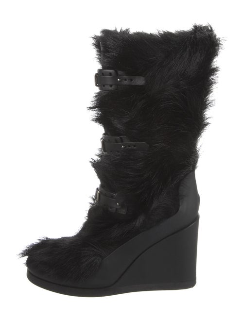 Celine Fur Trim Lace-Up Boots