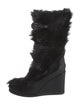 Celine Fur Trim Lace-Up Boots