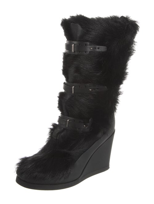 Celine Fur Trim Lace-Up Boots