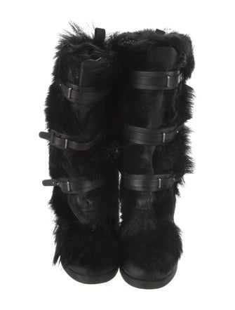 Celine Fur Trim Lace-Up Boots