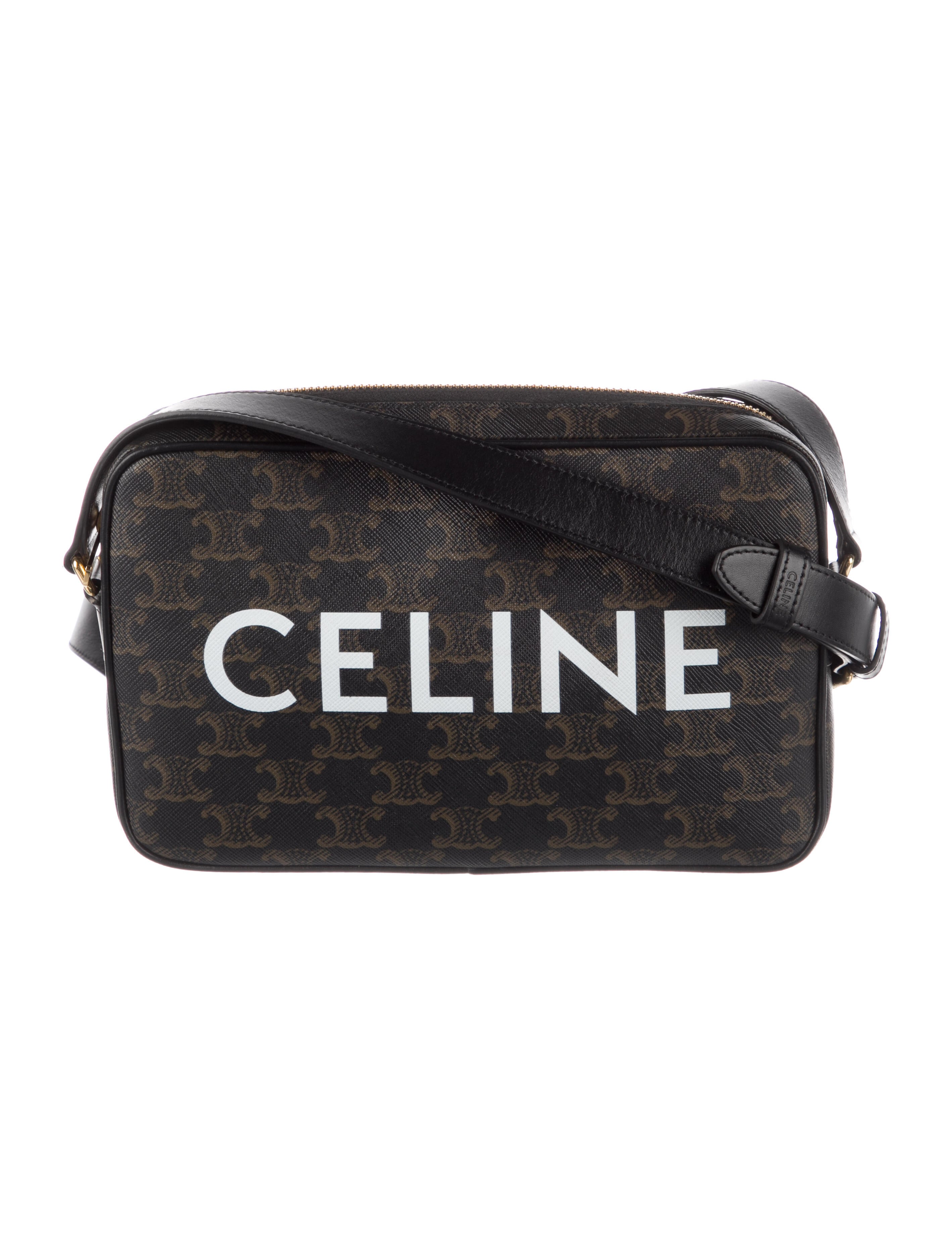 Celine Grained Calfskin Medium Folco Crossbody Bag Brown Crossbody