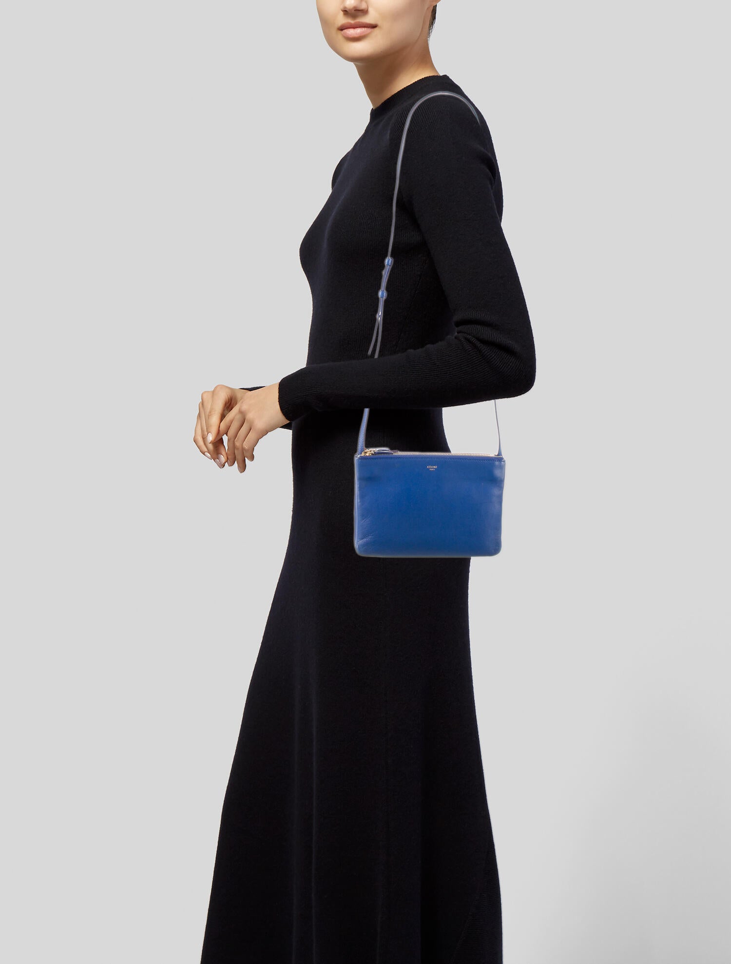 Celine Céline Small Trio Crossbody Bag Blue Crossbody Bags, Handbags