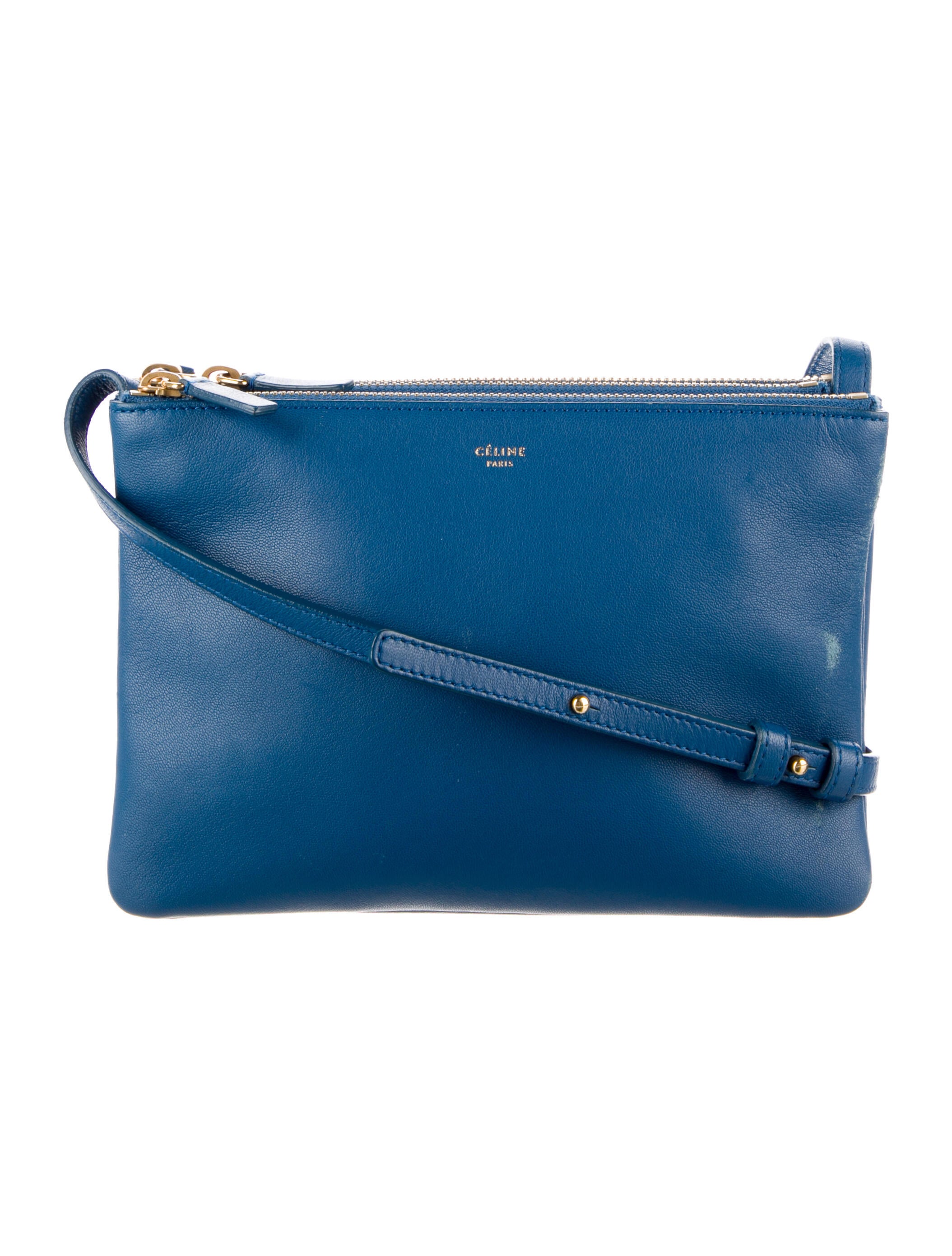 Celine Céline Large Trio Crossbody Bag Blue Crossbody Bags, Handbags