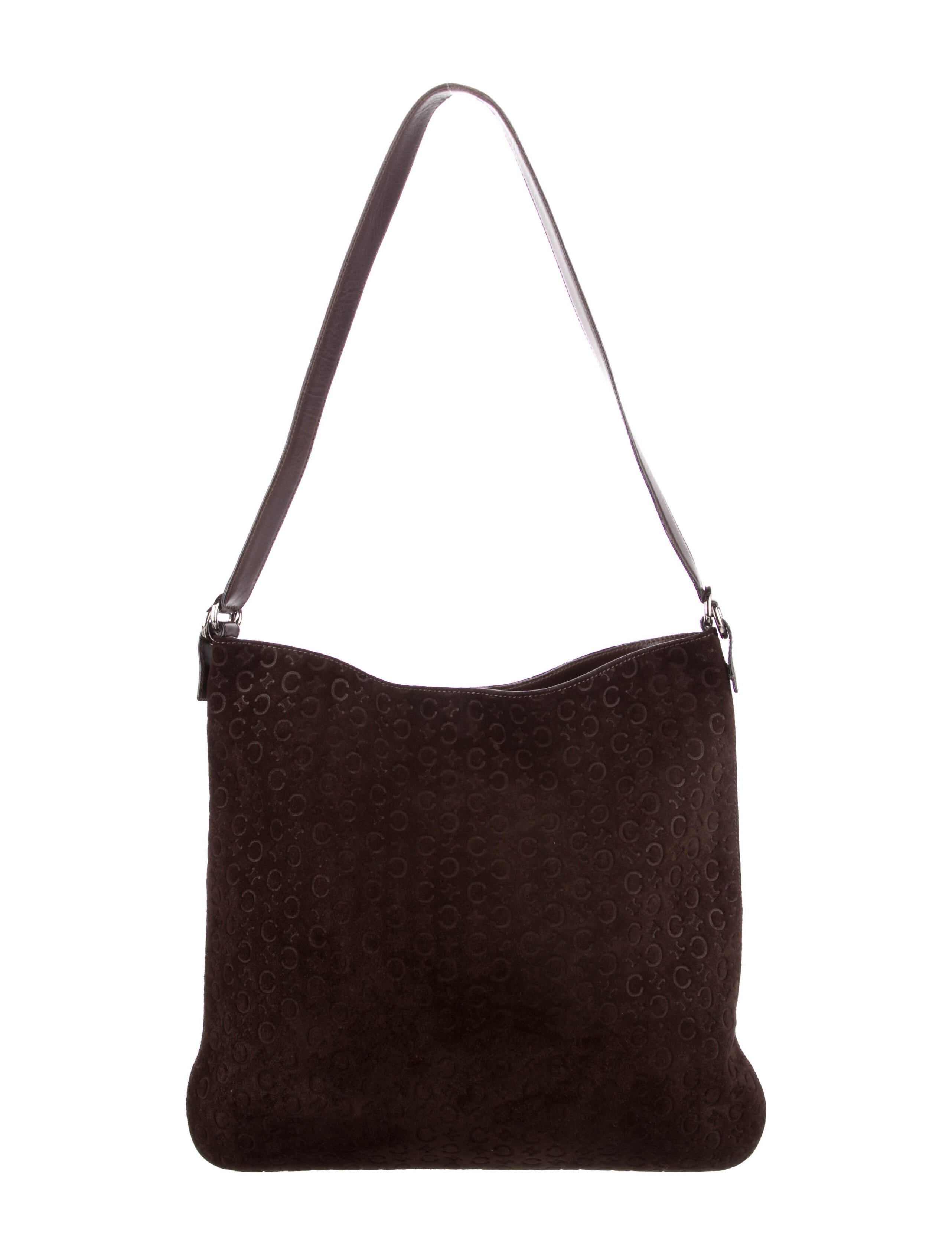 Celine Suede Macadam Shoulder Bag Brown Shoulder Bags, Handbags