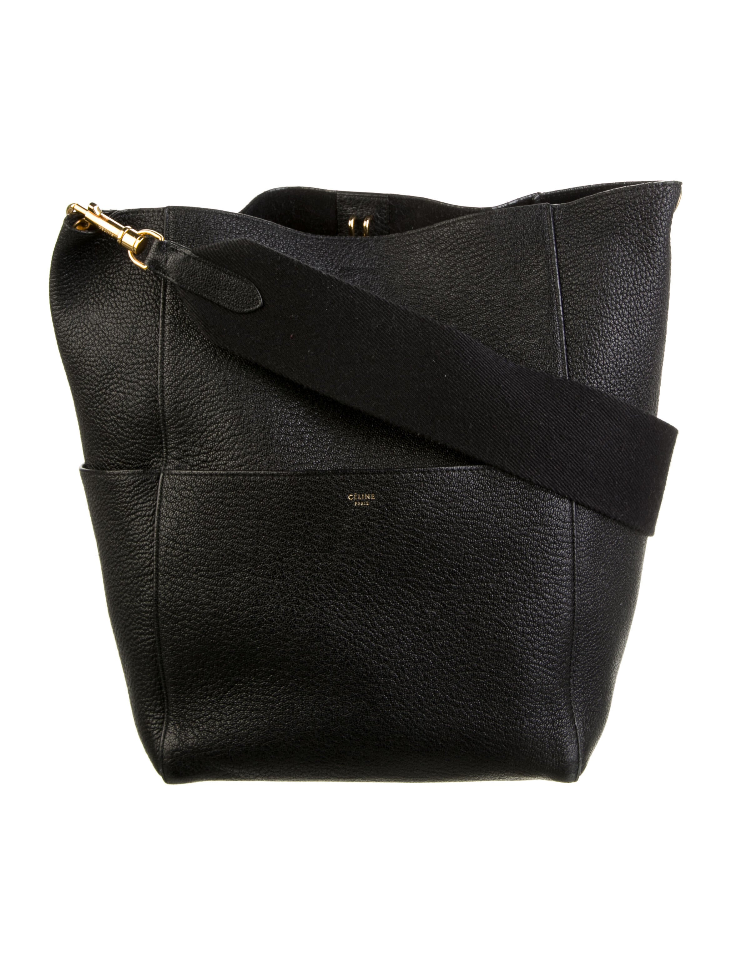 Celine Medium Seau Sangle Bag Black Bucket Bags, Handbags CEL246894