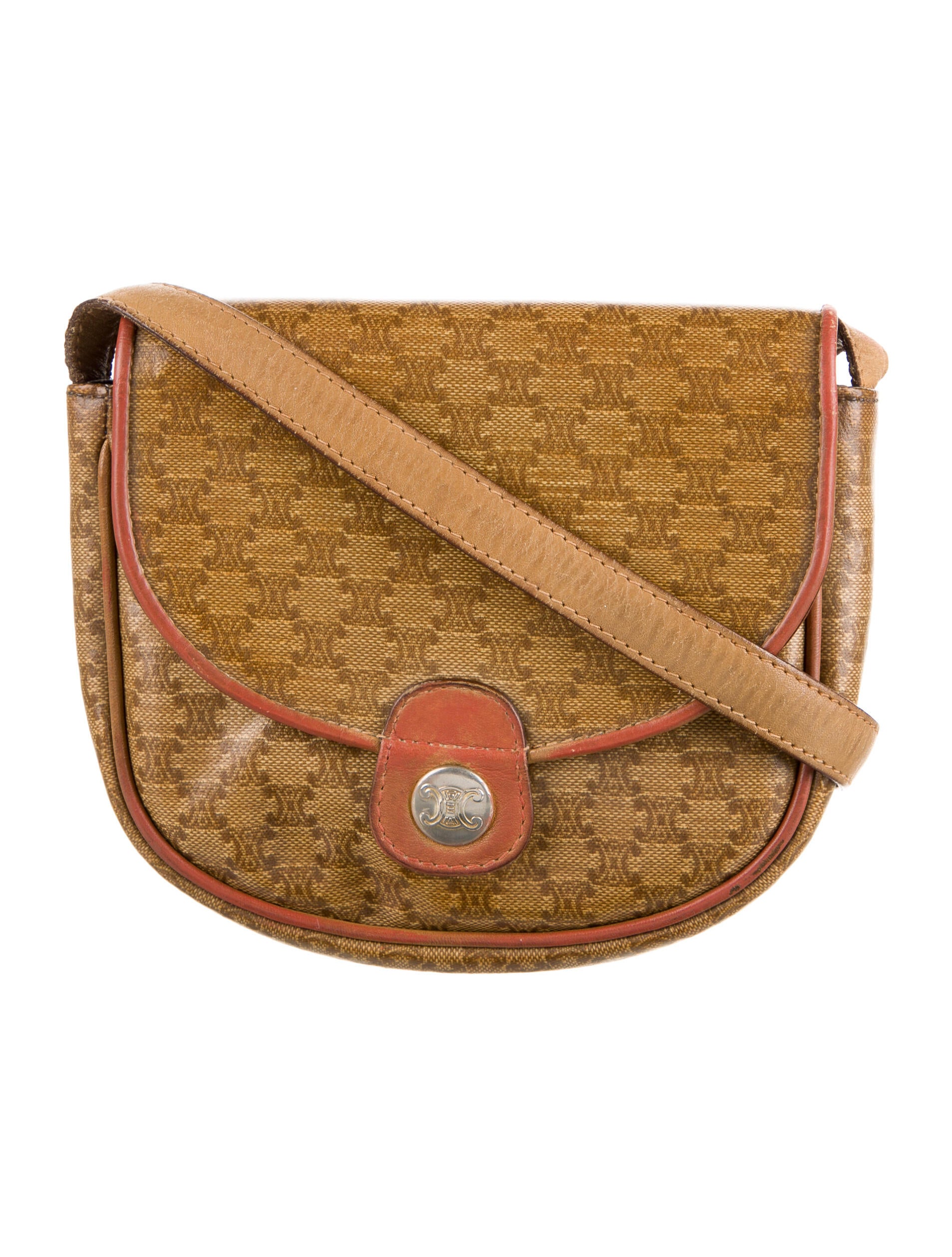 Celine Vintage Triomphe Crossbody Bag Brown Crossbody Bags, Handbags