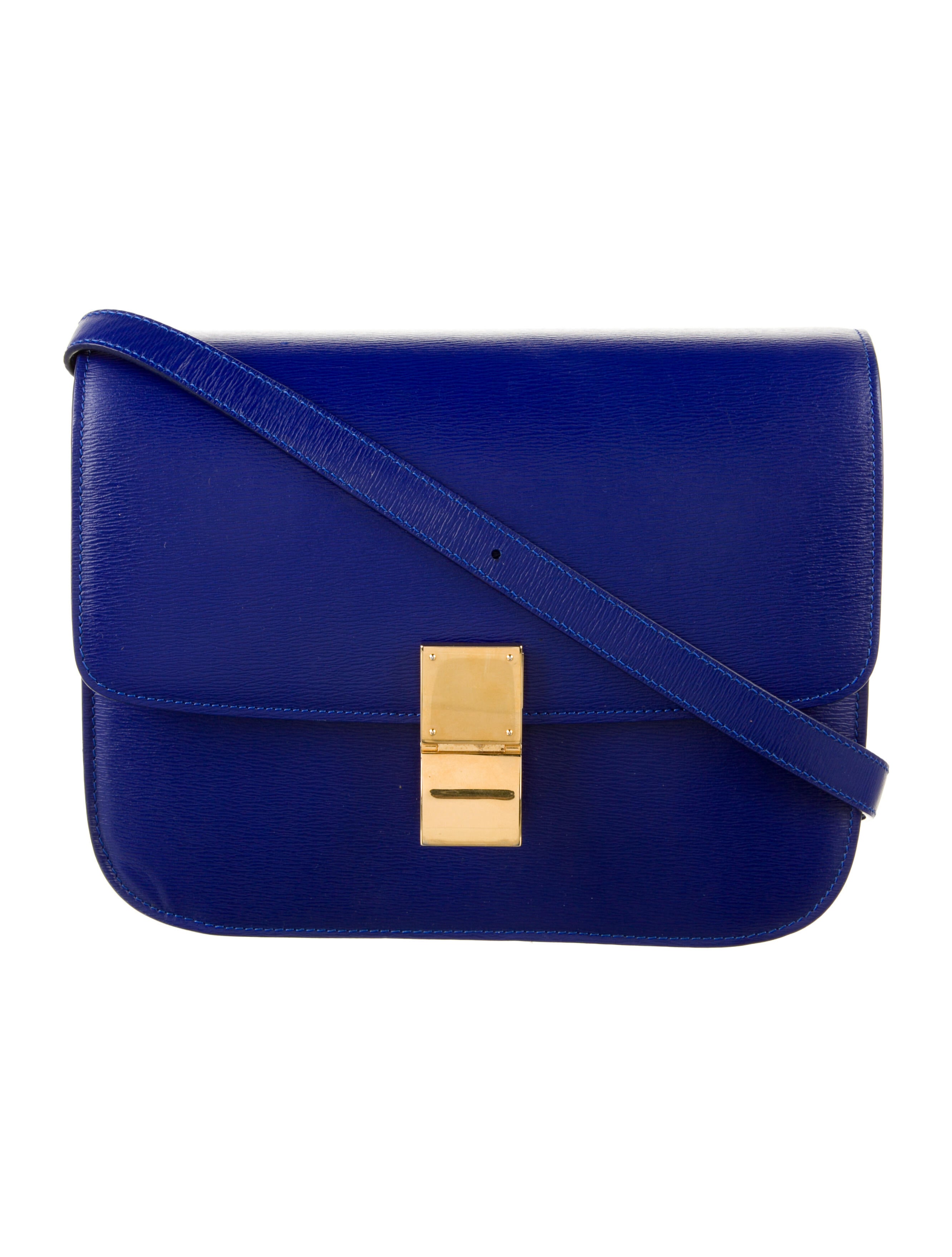 Celine Medium Classic Box Bag Blue Crossbody Bags, Handbags