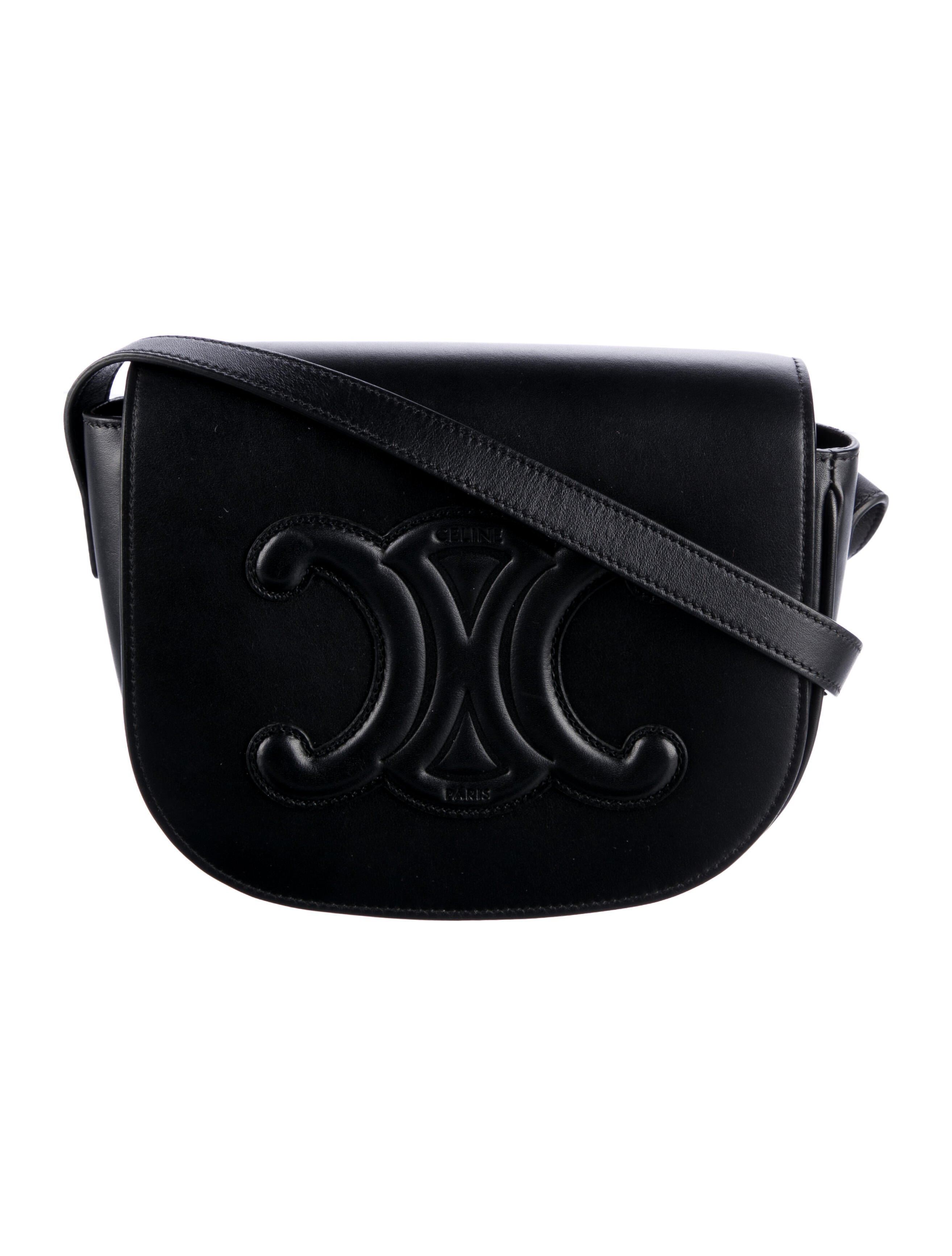 Celine Folco Cuir Triomphe - Black Crossbody Bags, Handbags