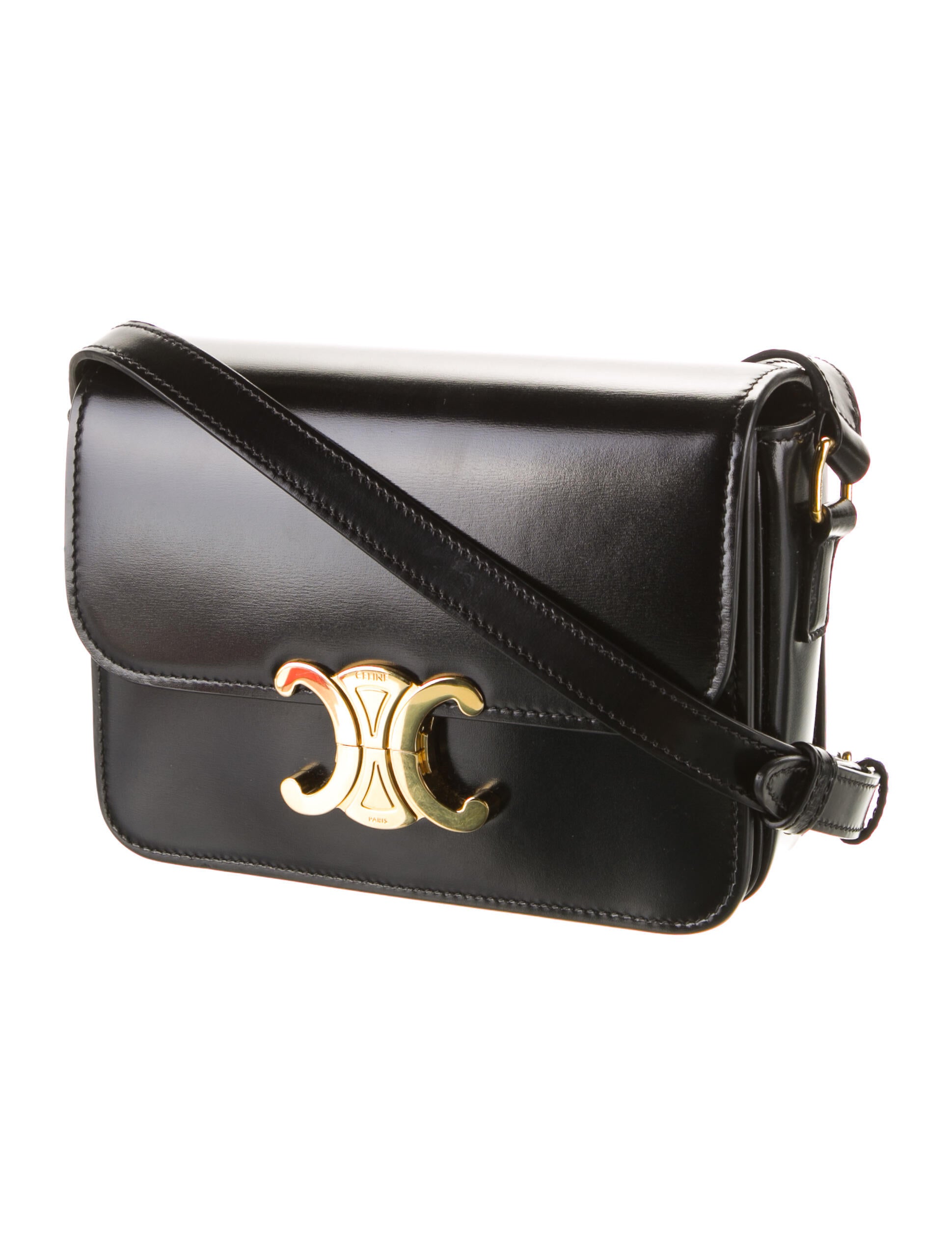 Celine 2022 Teen Triomphe Crossbody Bag Black Crossbody Bags