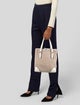 Celine Embossed Leather-Trimmed Macadam Tote